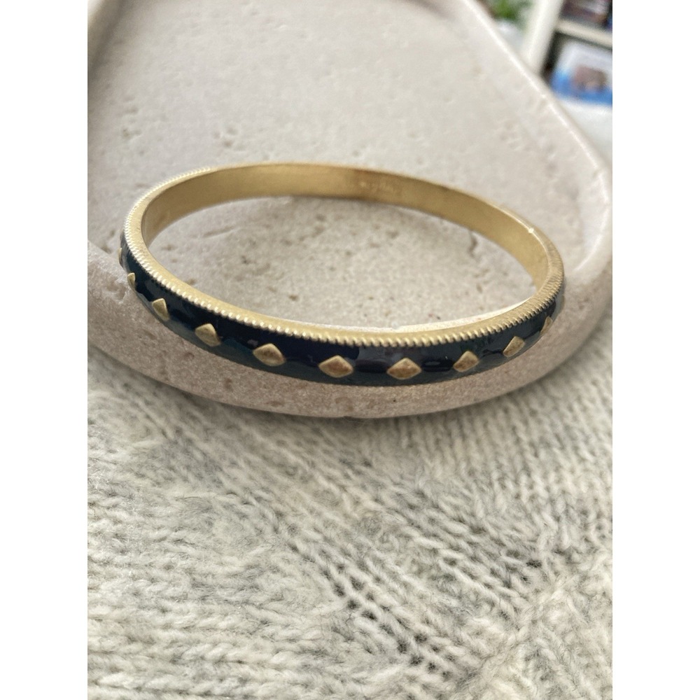 Lia Sophia Bangle Bracelet Charcoal Grey Enamel Diamond Accent Slim Stackable